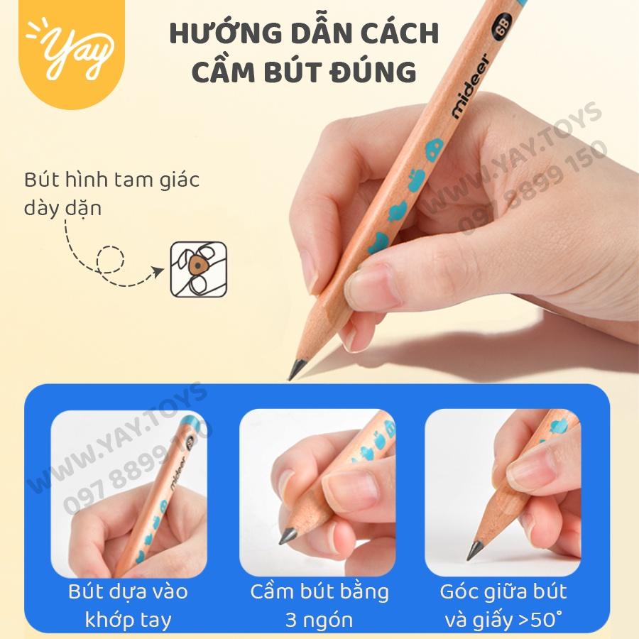 06 Cây Bút Chì Gỗ Tập Viết phù hợp cho bé từ 2 tuổi - Mideer