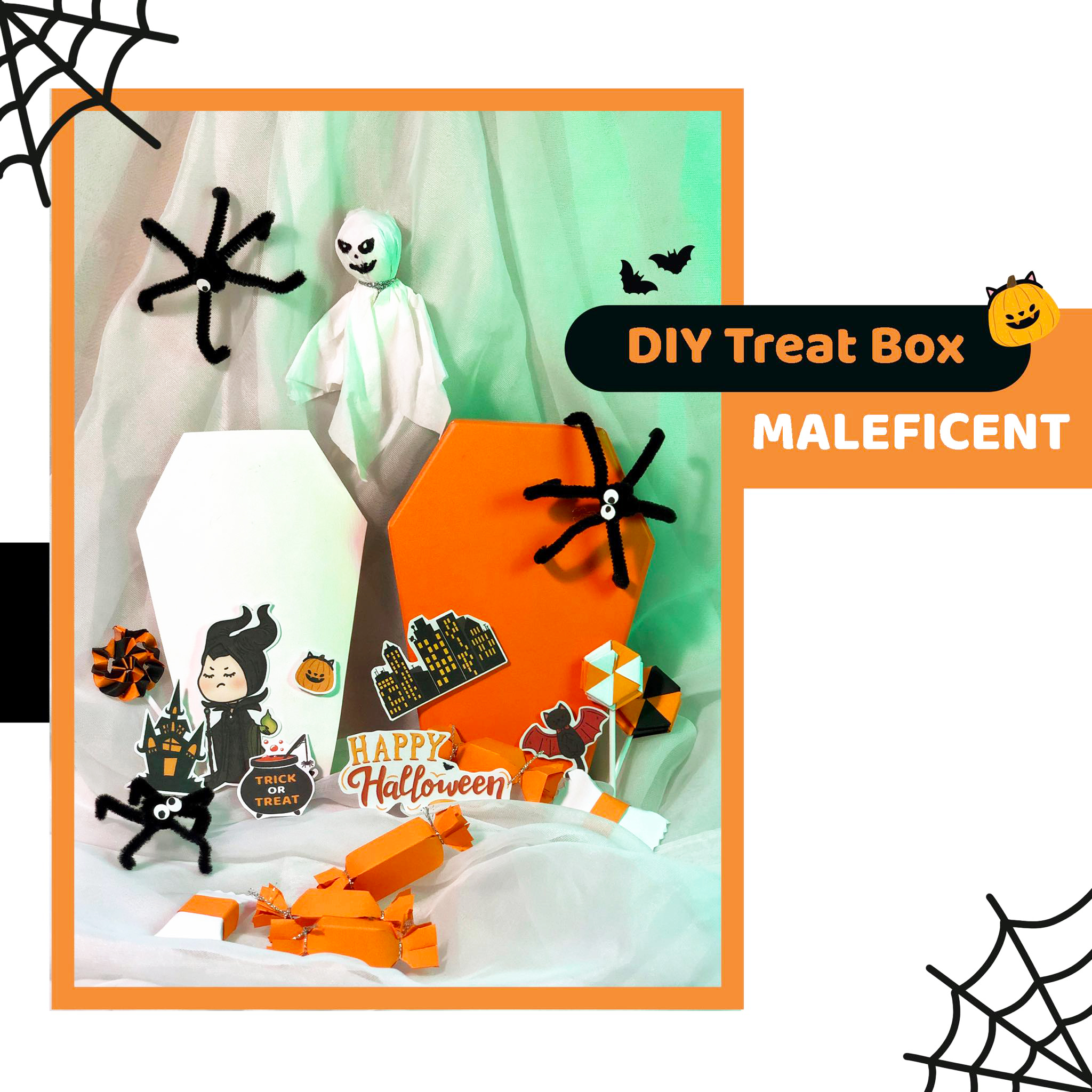 HỘP KẸO HALLOWEEN - BỘ KIT TỰ LÀM DIY TREAT BOX (TẶNG KÈM KẸO CON MA