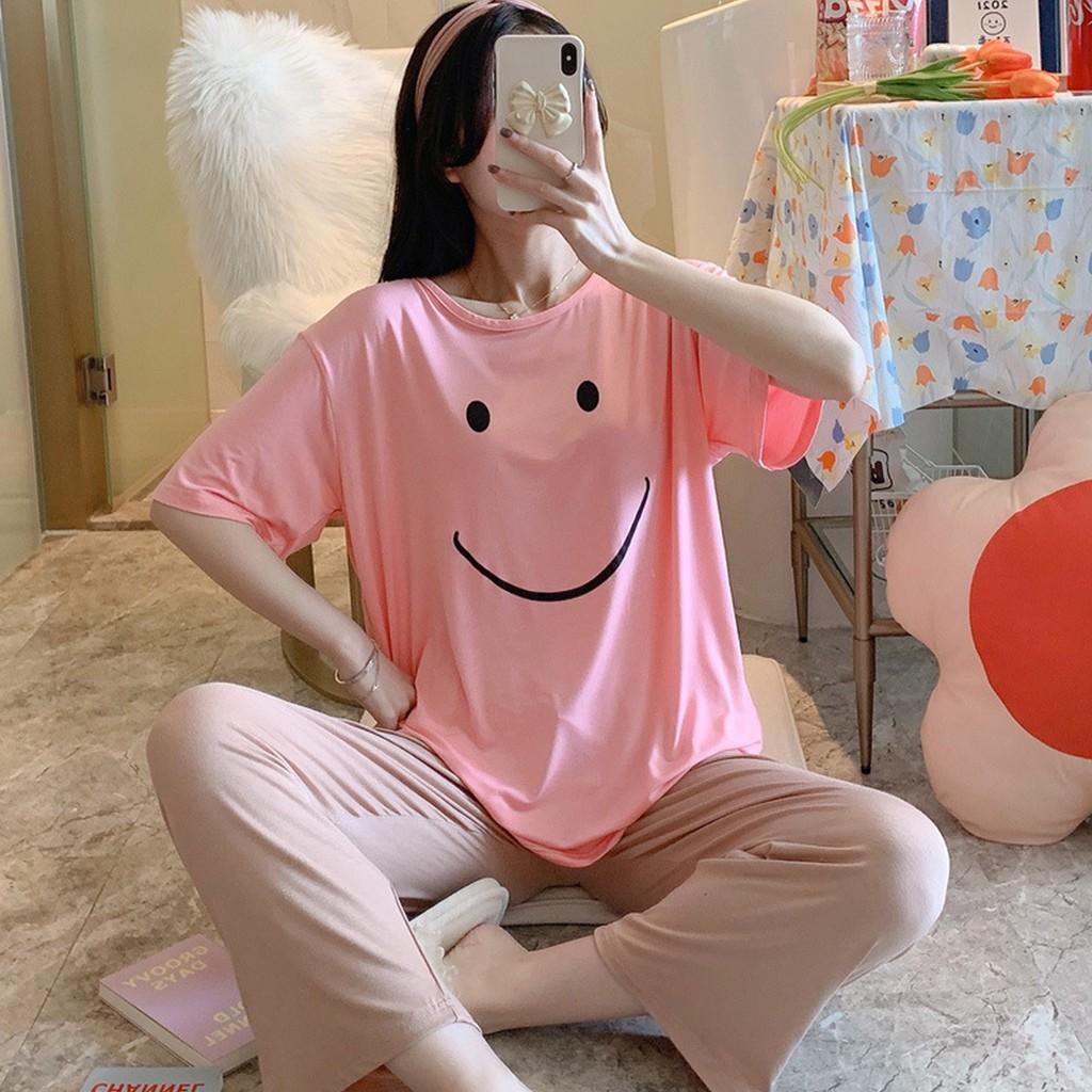 Bộ ngủ nữ mặc nhà quần dài áo cộc tay cute dễ thương chất cotton thấm hút mồ hôi cực kì tốt