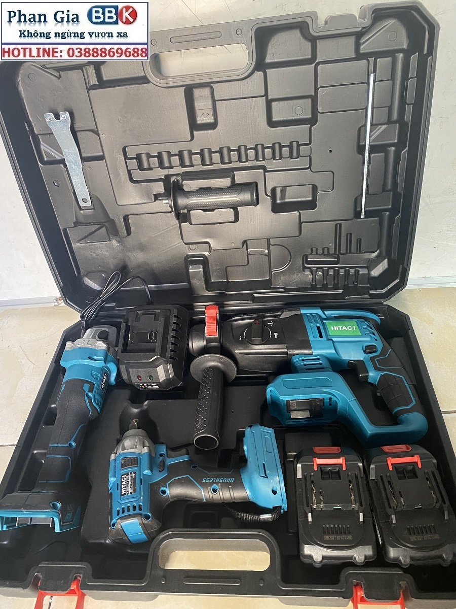 Bộ Combo Máy Khoan Đục Bê Tông, Máy Mài Và Máy Khoan Pin Dùng Pin 199V, 2 Pin 15Cell, Máy Khoan Siêu Khỏe, Siêu Bền