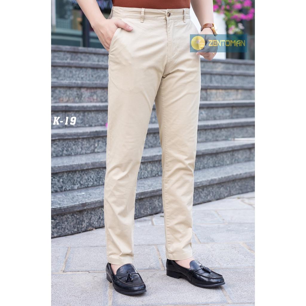 Quần kaki nam ZENTOMAN ống suông co giãn mềm mịn trơn cao cấp QKK19