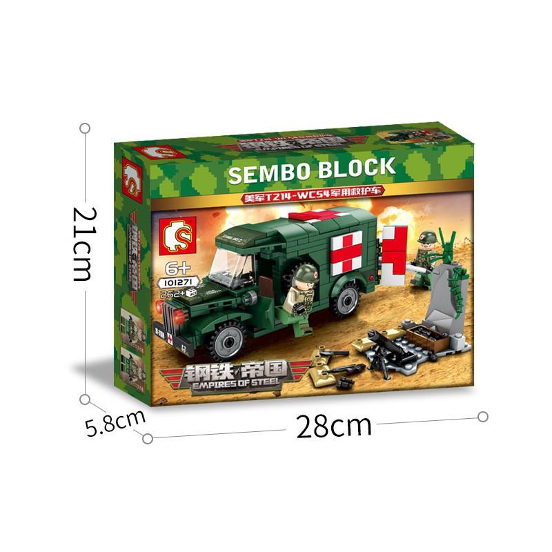Lego Sembo Block Army Ambulance 101271 - Lego Xe cứu thương quân đội - STEEL EMPIRE US ARMY T214WC54 MILITARY AMBULANCE