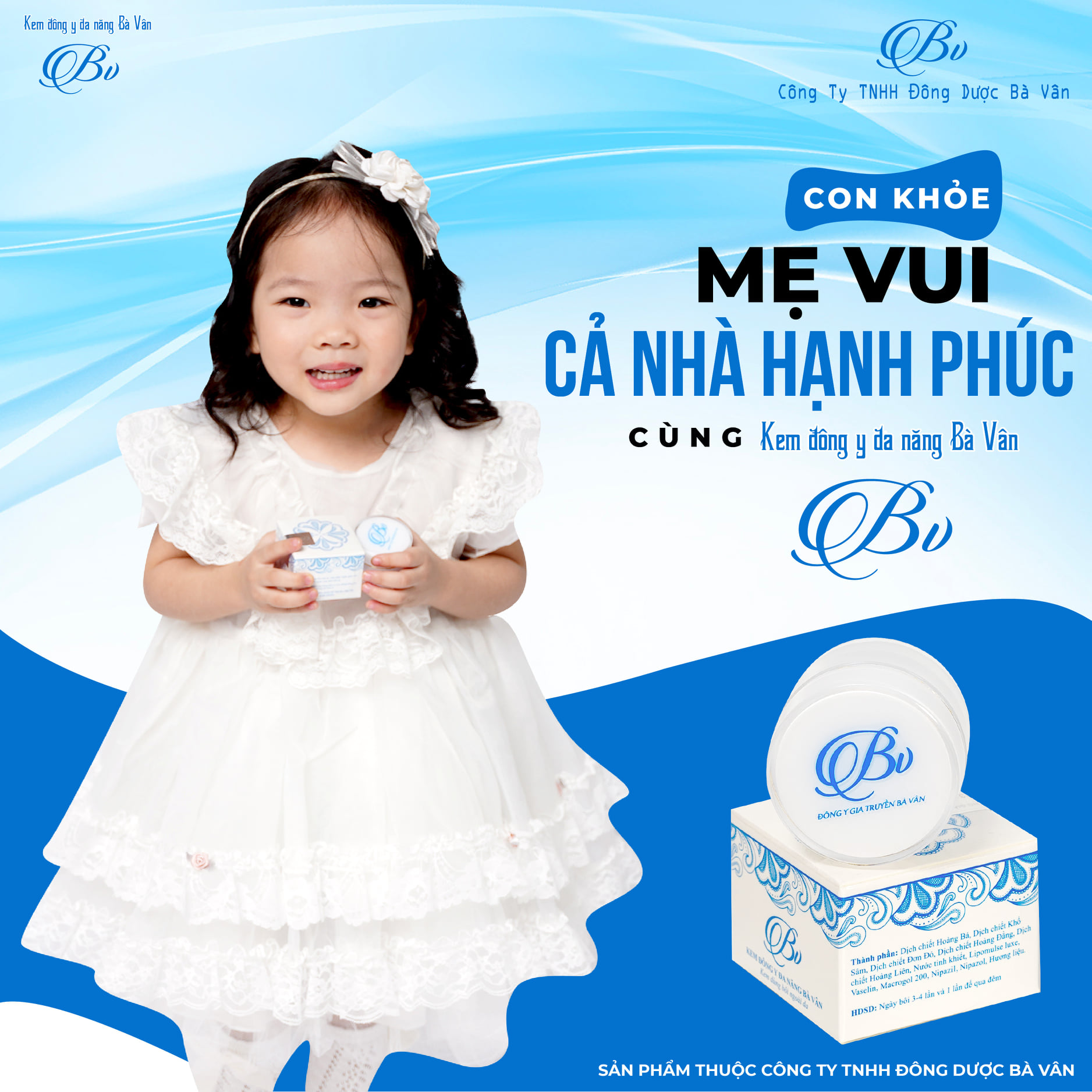 Kem Đông Y Đa Năng Bà Vân, Giải quyết tất cả các vấn đề về da cho Bé &amp; cho cả gia đình - An toàn, lành tính - Sản phẩm của đông dược Bà Vân