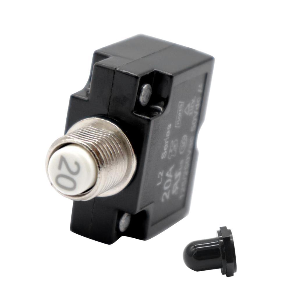 2 Pieces 12V-24V Push Button Resettable Panel Mount Circuit Breaker 30A+20A