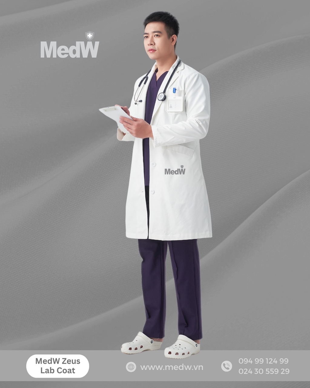 MedW Zeus Lab Coat (Nam) Áo Blouses Bác sĩ Thẩm Mỹ, Bác Sĩ Nha Khoa, Da Liễu Chuyên Gia Dinh Dưỡng, Trang Phục Y Tế Phòng Khám, Bệnh Viện Thiết Kế Pháp Trang Trọng Thẩm Mỹ Vật Liệu Chuyên Biệt Y Tế Nhật Nhập Khẩu Không Bám Dính, Chống Thấm