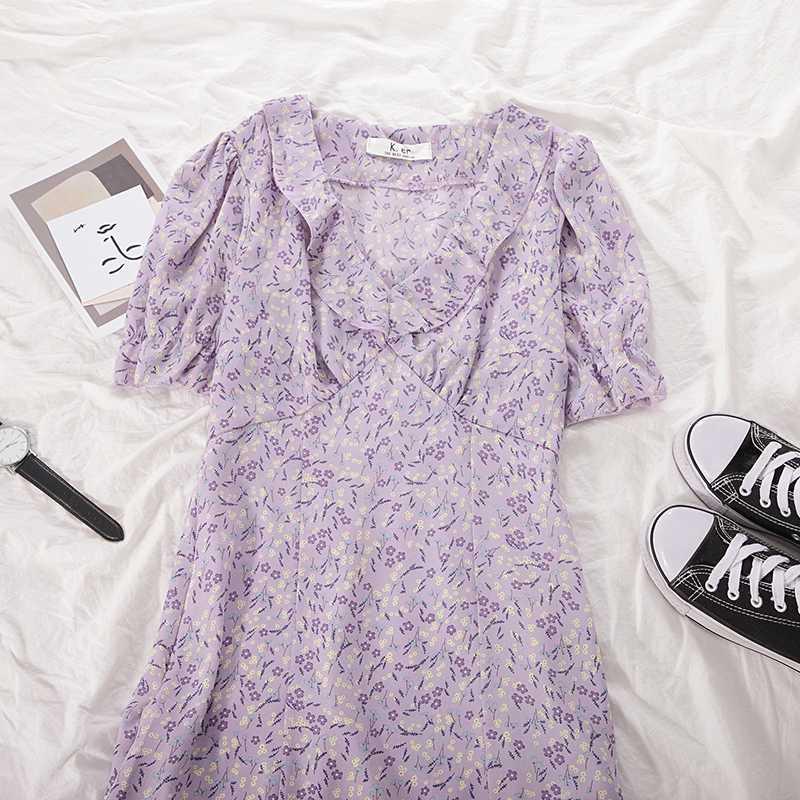 Đầm Hoa Nhí Cổ Tim Vintage SP028580 - SP028583 (hình thật