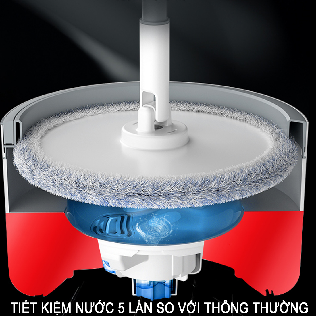 Bộ lau nhà thông minh xoay 360 độ thép không gỉ 2 bông lau công nghệ vắt ly tâm tách nước thải tiết kiệm nước sang trọng kích thước cây lau 130 x 26cm có thể điều chỉnh độ dài tiện lợi