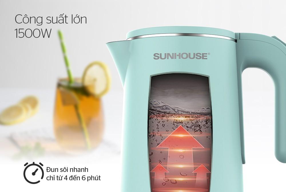 Bình siêu tốc inox 2 lớp 1,8L Sunhouse SHD1351 - Hàng chính hãng
