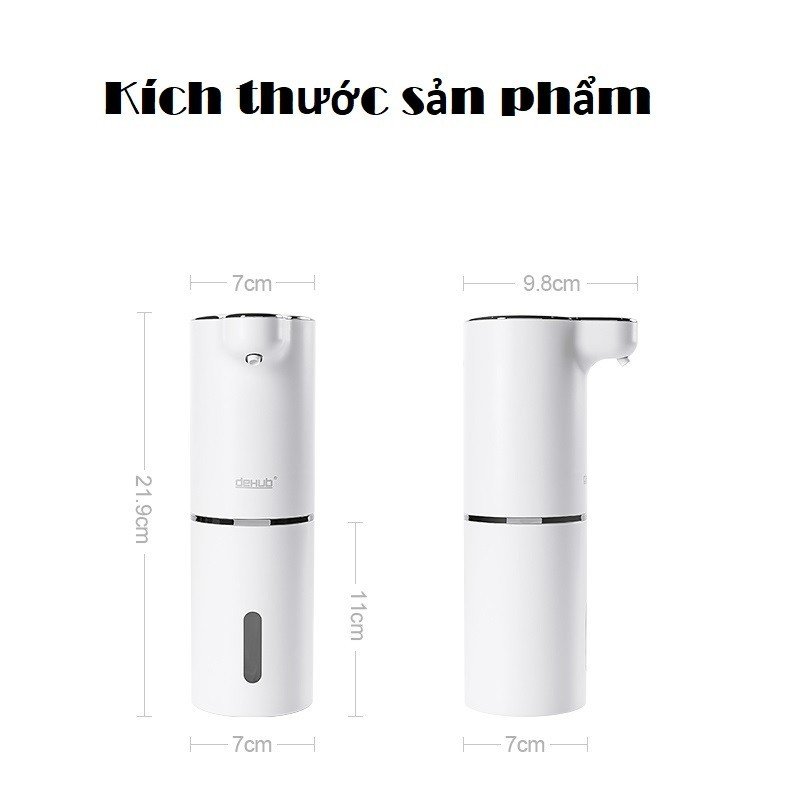 Bình đựng xà phòng Tự Động Tạo Bọt , Cảm Biến Thông Minh Từ Khoảng Cách 6 Cm, Tạo Bọt Sau 0.25s, Sạc Pin Usb