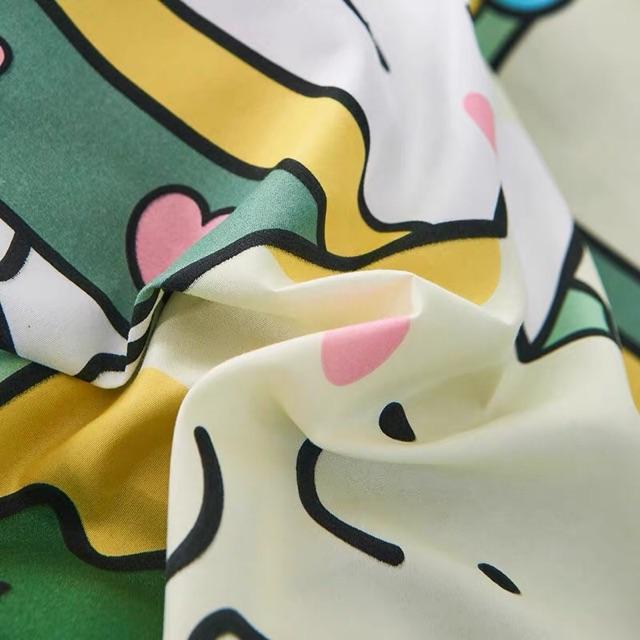 Set Cotton Poly 4 Món Con Mèo Xanh Hàng Nhập Nguyên set