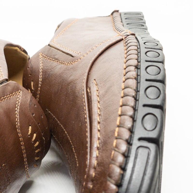 Giầy lười nam màu nâu siêu mềm Tomshoes, cam kết da thật 100%