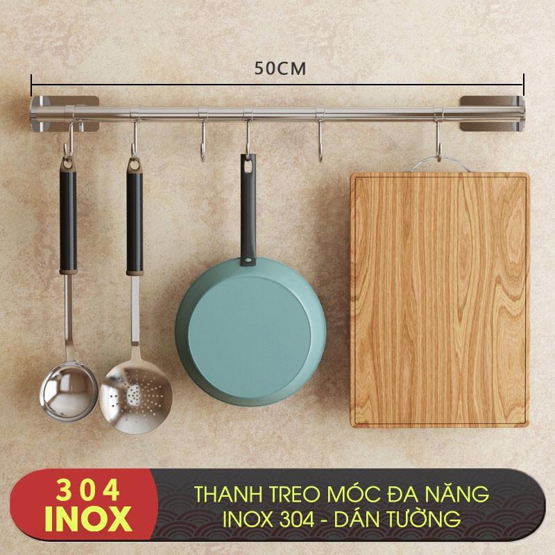 Thanh giá móc treo bếp đa năng dán tường [Iox 304] - miễn phí keo dán tường siêu chắc chắn, chịu lực