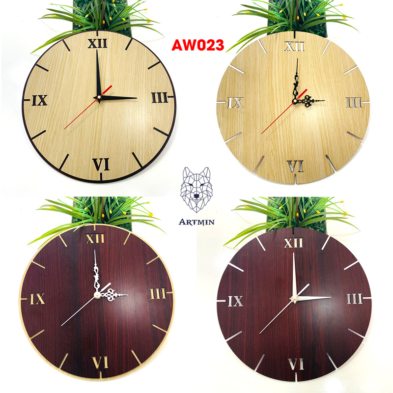 AW023 - Đồng Hồ Gỗ Treo Tường – Décor Trang Trí Số La Mã