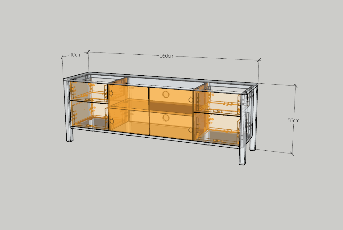 HAPPY FURNITURE , Kệ TV 2 cửa mở 4 ngăn kéo - MOKA, KTV_075 , 160cm x 40cm x 56cm DxRxC