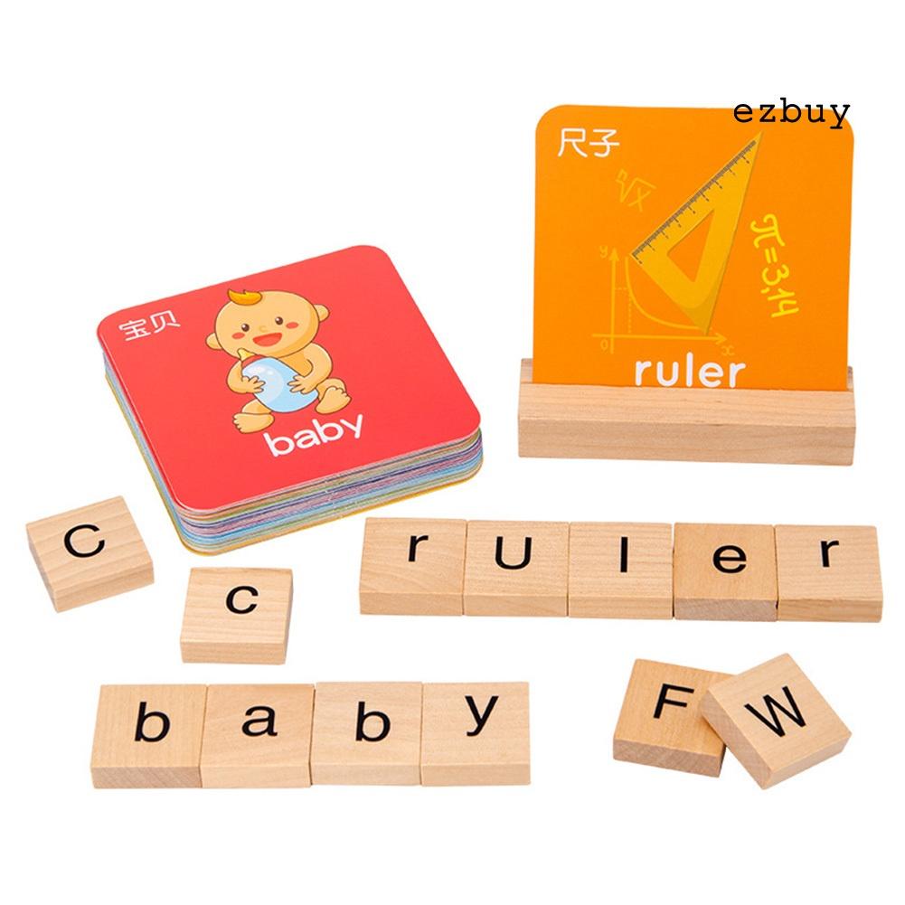 EY-See Spell Learning Toy Wooden Alphabet Words Cards Matching Puzzles Education