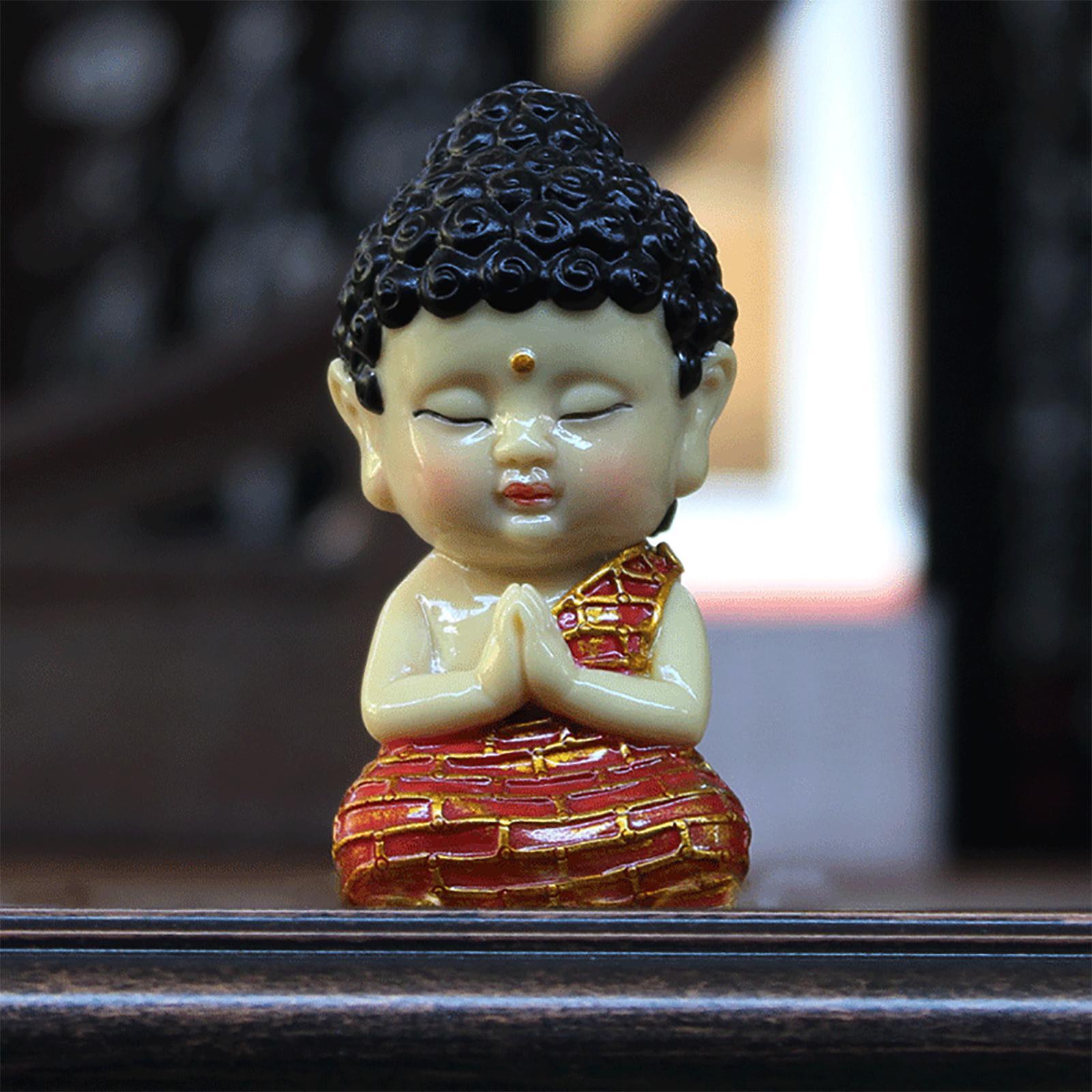 Adorable Sitting Buddha Figurine Tabletop Zen Mini Buddha Statue Home Decor