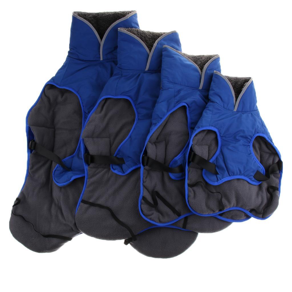 Waterproof Dog Coat Vest Warm Padded Reflective Puppy Clothes Blue M