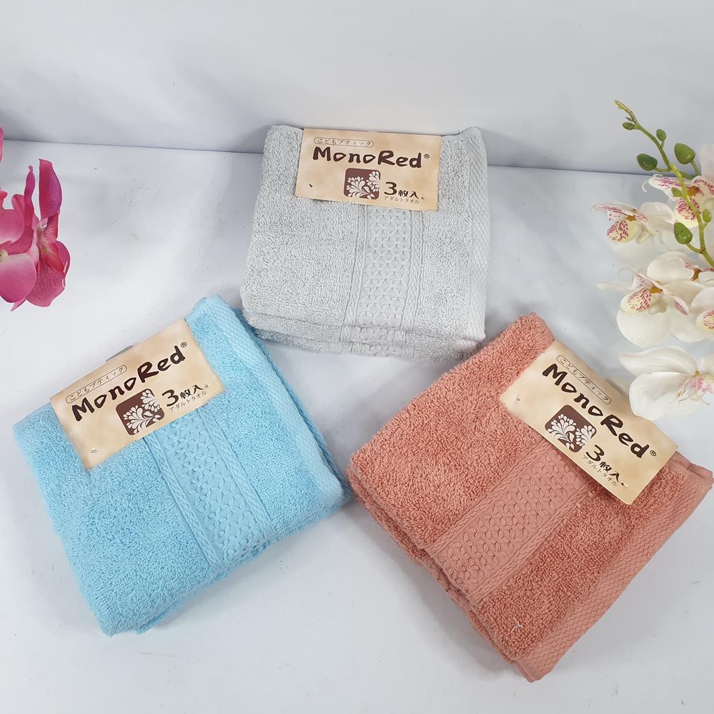 Bộ 3 Khăn Mặt Xuất Nhật Khổ 34x34cm Vải Cotton Mềm Mại - An Toàn Cho Da