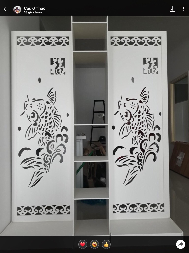 VÁCH NGĂN CÁ CHÉP PHONG THUỶ LIỀN 1 KỆ