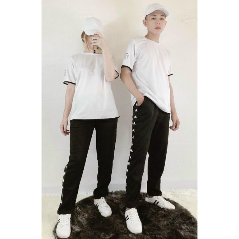 Quần jogger nỉ phối chữ