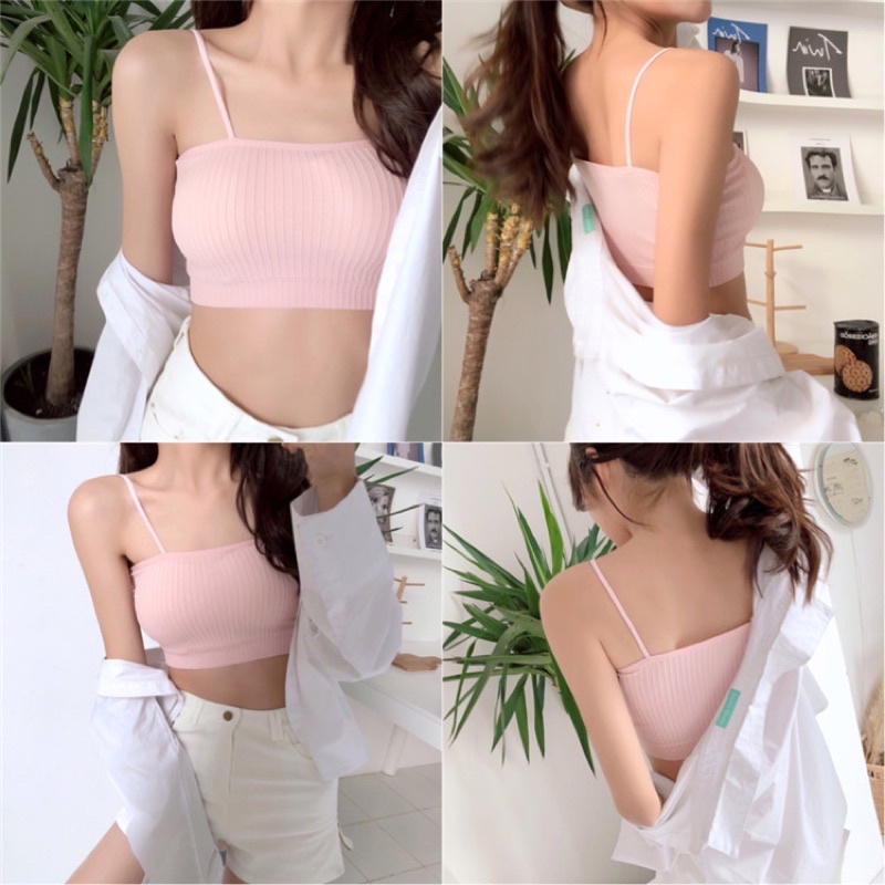 Áo Lót Nữ Cotton, Áo Bra Quây Gân Tăm Co Giãn, Bra Nữ 2 Dây, Áo lót quây gân tăm siêu đẹp