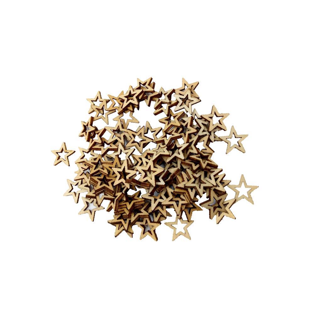 150x MIXED 20MM 30MM NATURAL STAR WOODEN DECOR CARD MAKING SCRAPBOOKING DIY