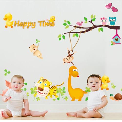 Decal dán tường hình hổ đáng yêu cho bé MJ8019