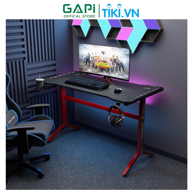 Bàn gaming GAPI chân chữ Y , bàn vi tính có đèn led tự động hiện đại, phong cách Maverick GM72