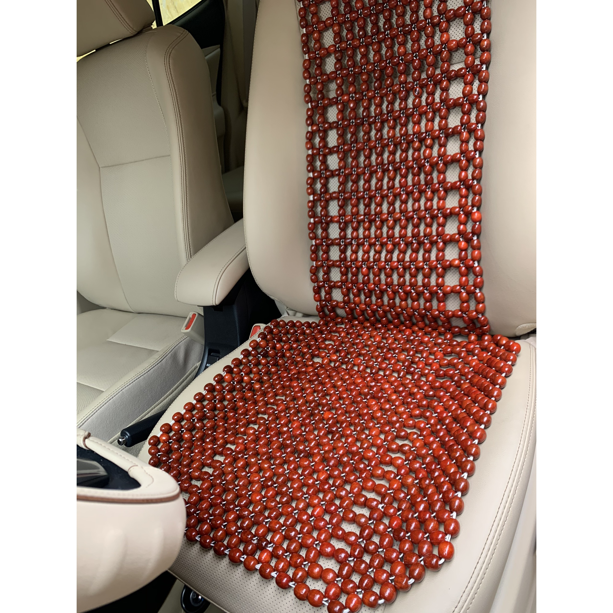 Đệm lót ghế dành cho xe ô tô gỗ nhãn bóng hạt 1,2cm - Hình thật - Nệm mát xa dành cho ghế ô tô , phụ kiện , phụ tùng chăm sóc ghế da ô tô