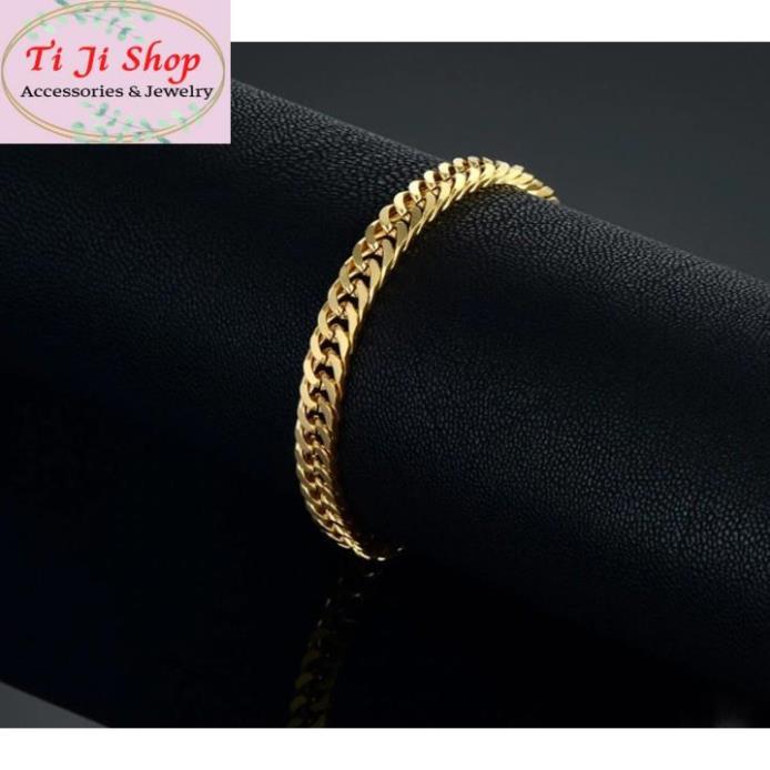 LẮC TAY NAM INOX MẠ VÀNG KIỂU LẶC ĐÔI 9mm đẹp mà chất