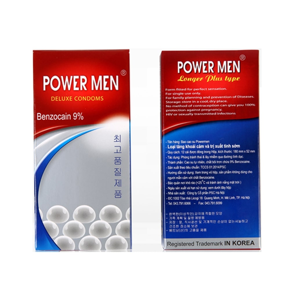 Bao Cao Su Chống Xuất Tinh Sớm Power Men Ngọc Trai - 12s - Che Tên Sản Phẩm