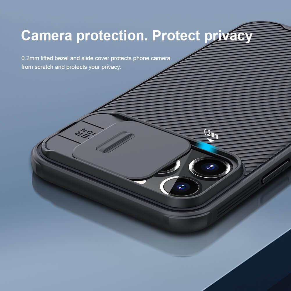 Ốp lưng chống sốc cho iPhone 13 Pro Max bảo vệ Camera hiệu Nillkin Camshield chống sốc cực tốt, chất liệu cao cấp, có khung và nắp đậy bảo vệ Camera - hàng nhập khẩu