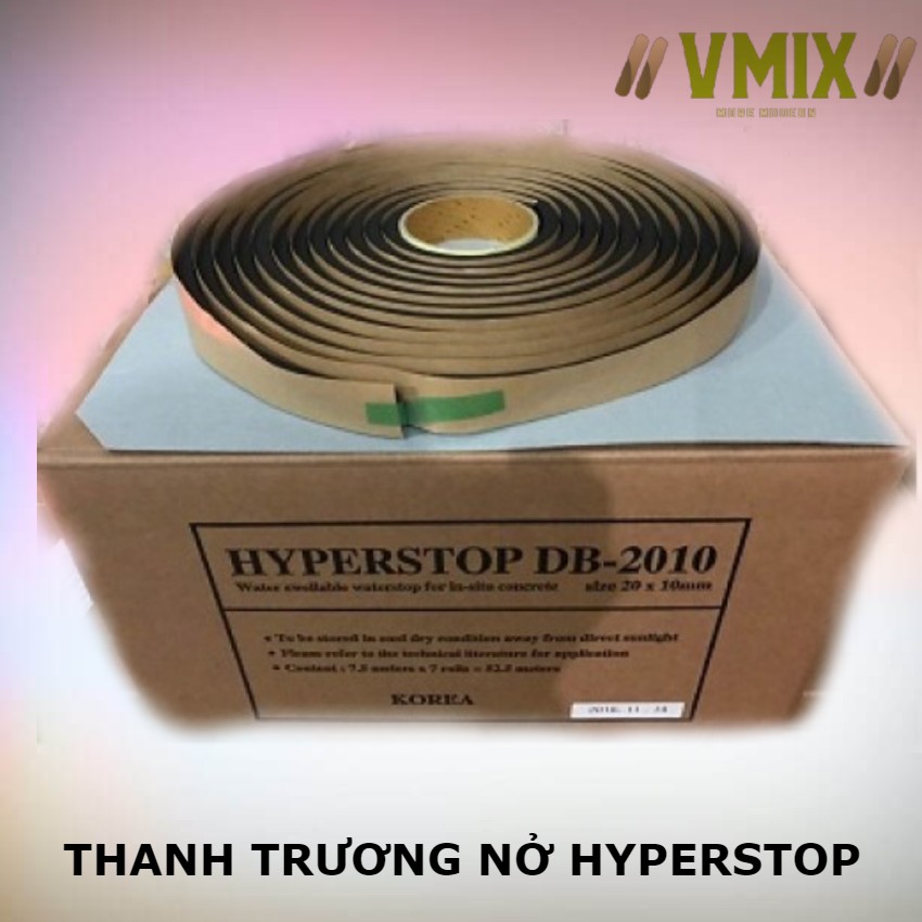 [1m] Thanh trương nở hyperstop DB2010 xuất xứ hàn quốc thi công dễ dàng nhanh chóng độ bền cao dùng cho mạch ngừng, cổ ống, khe co giãn .chống thấm vmix