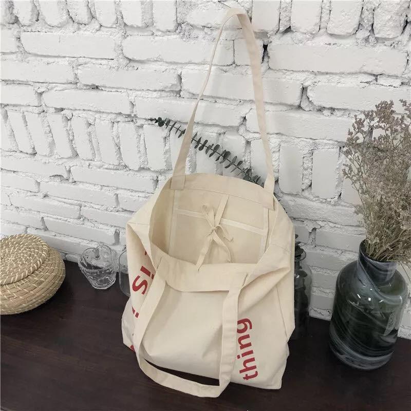 (Freeship từ 50k)Túi Tote Vải TEMPORARY Chất Vintage siêu đẹp (có khóa kéo)