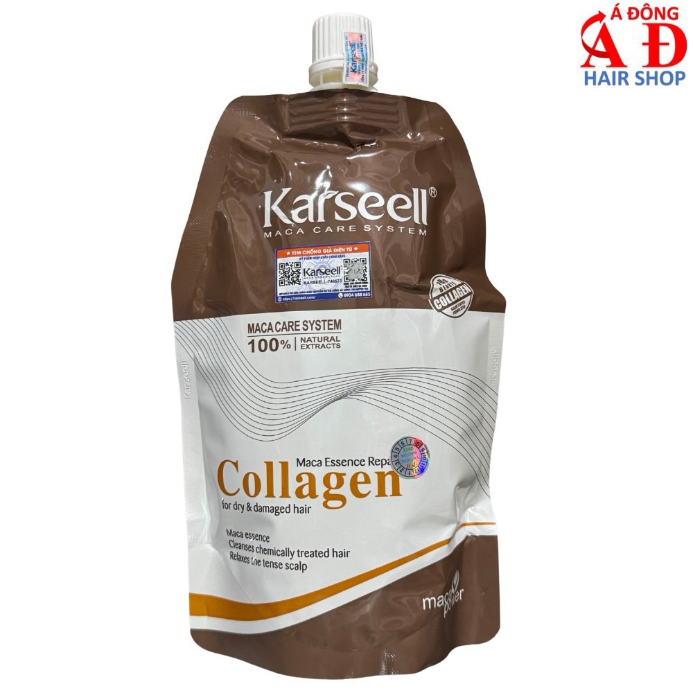 Tặng Mũ Trùm Kem Ủ Tóc Collagen Karseell Maca Phục Hồi Siêu Mượt 100Ml500Ml - Túi 500Ml