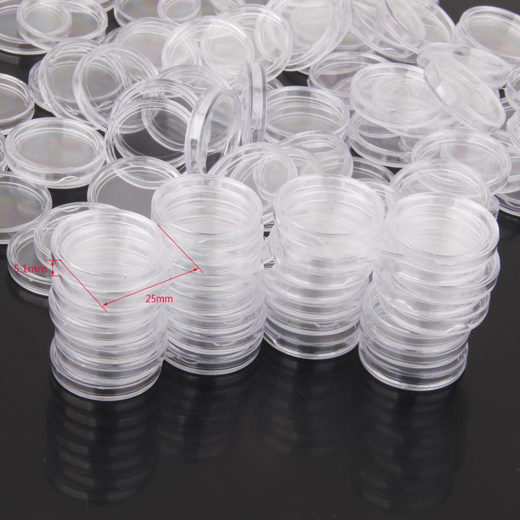 Set 100 Hộp Bằng PS Trong Suốt Dùng Sưu Tập Tiền Xu - Tùy Chọn Size
