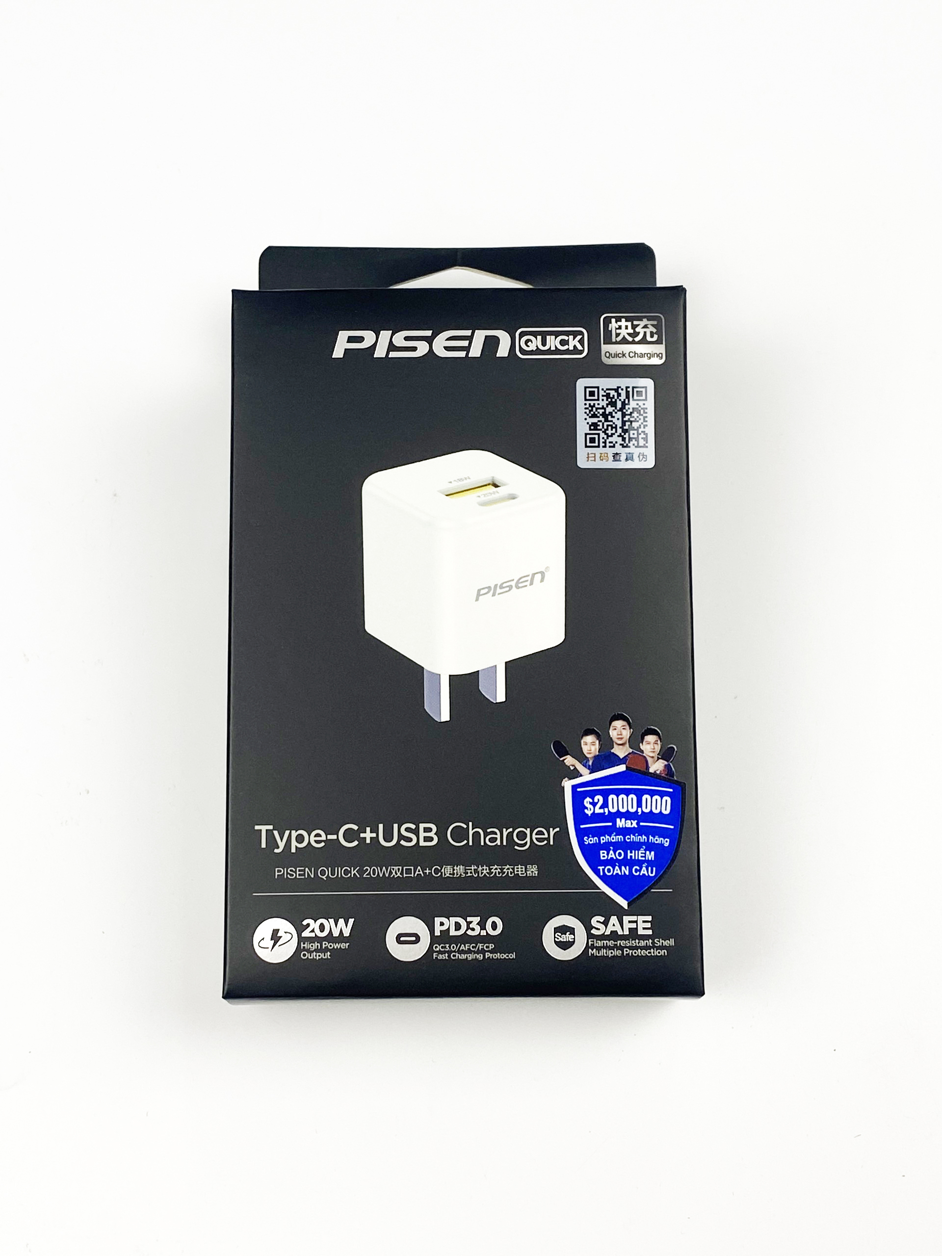 Cóc sạc nhanh Pisen Quick ice 20W siêu nhỏ 2 cổng sạc - PISEN QUICK ice Dual Port QP 20W , hàng chính hãng