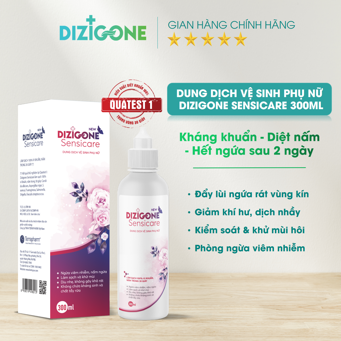 COMBO 3 Dung dịch vệ sinh phụ nữ DIZIGONE Sensicare 300ml: Hết ngứa, giảm khí hư, khử mùi hôi
