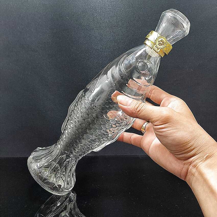Bình Thủy Tinh Đựng Rượu 500ML cao cấp cá chép may mắn – Chai Đựng Rượu siêu trong
