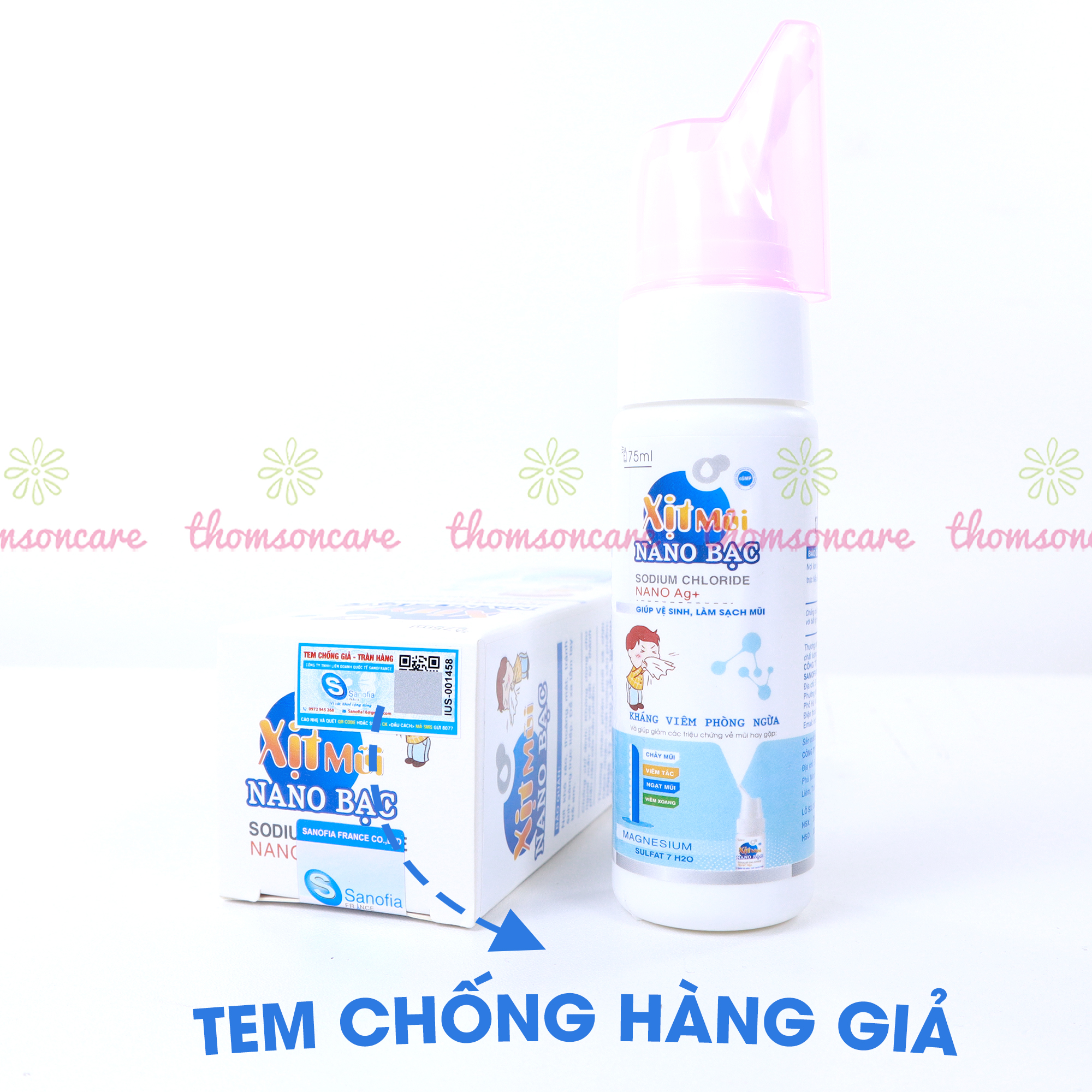 Xịt mũi cho bé Sanofia - giúp giảm ngạt mũi, làm sạch, ngăn ngừa vi khuẩn từ tinh dầu tràm trà - Chai 75ml Thomsoncare