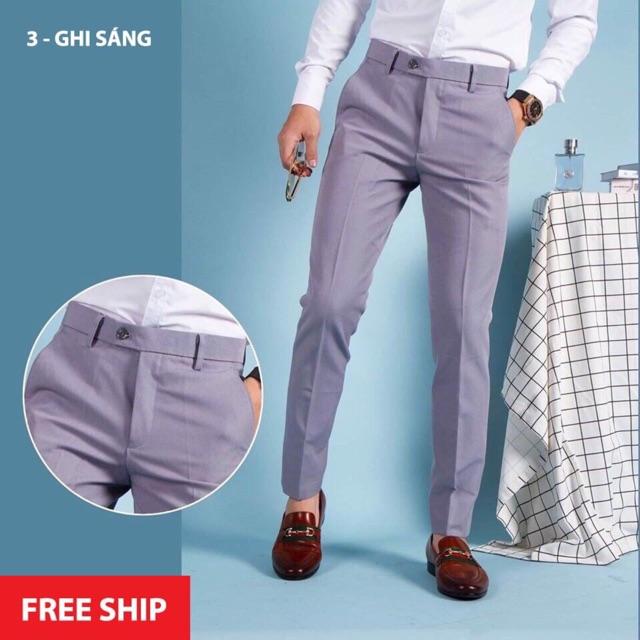 Quần Âu Nam Vải Cotton Co Giản 4 Chiều - TRẮNG KEM,34