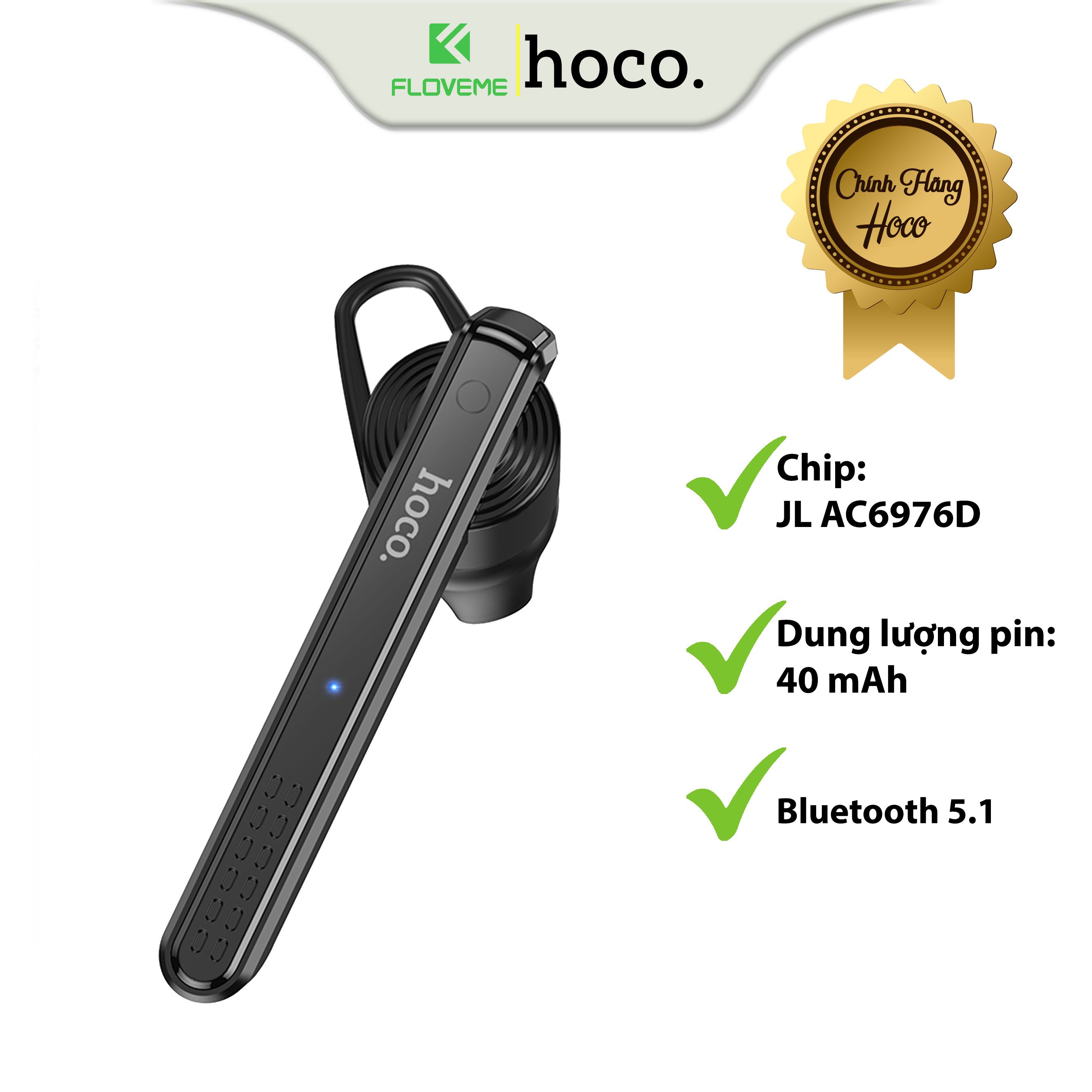 Tai Nghe Nhét Tai Dành Cho Hoco E61, Bluetooth 5.1, Có Micro Đa Năng Cao Cấp, Âm Thanh Chân Thực, Sống Động - Hàng Chính Hãng