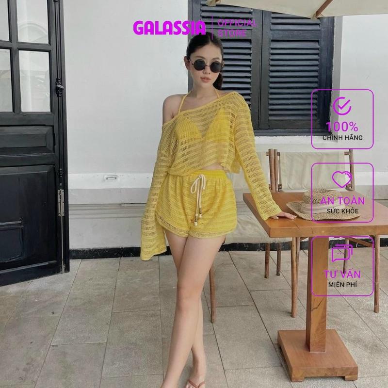 Đồ bơi nữ 3 món kín đáo set bikini ren thời trang đi biển sexy siêu đẹp GALASSIA