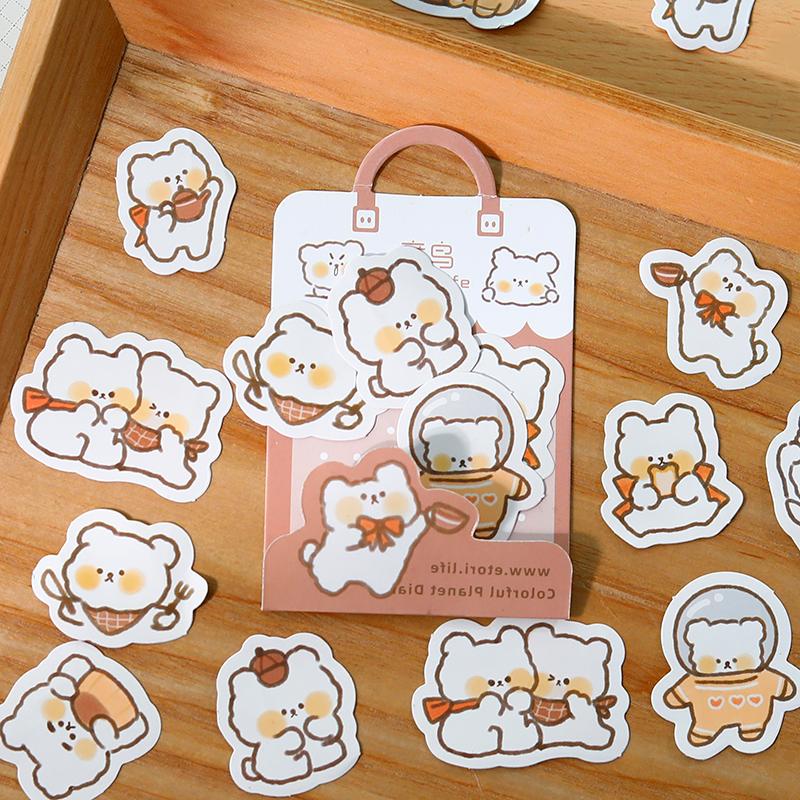 Set 40 sticker nhãn dán hình động vật dễ thương trang trí sổ tay nhật ký ST120