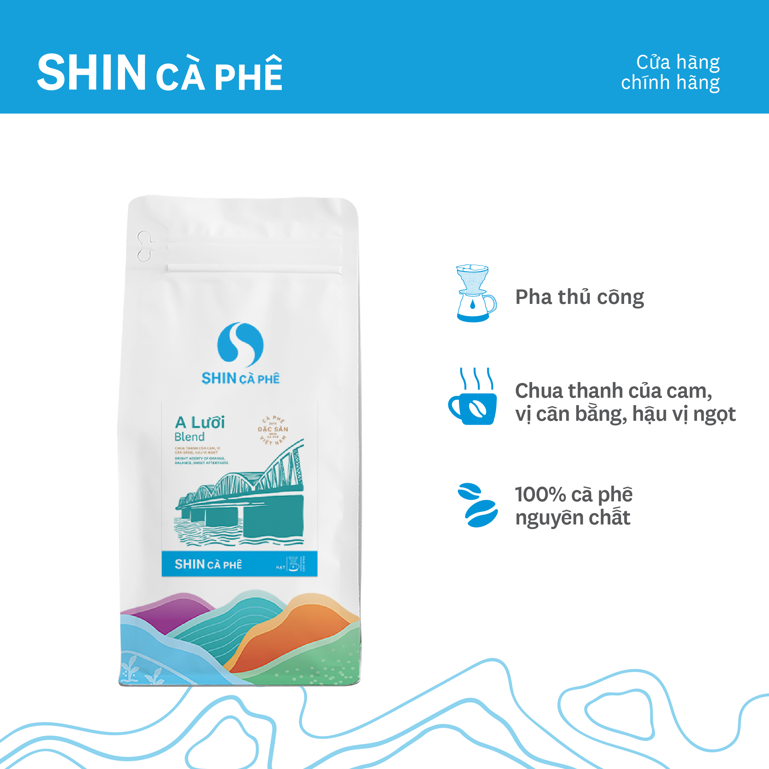 Cà phê A Lưới blend - SHIN Cà Phê - Cà phê pha thủ công (Pour Over) - Gói 250g