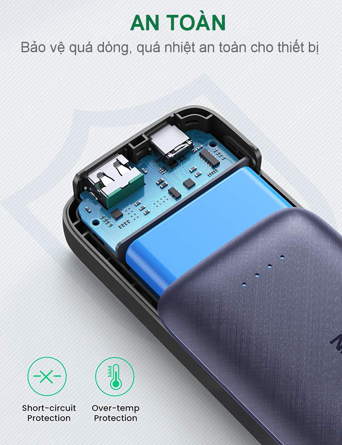 Pin sạc dự phòng mini dung lượng 10000mAh hỗ trợ 2 cổng sạc nhanh PD và 3.0 công suất tối đa 18W UGREEN 80749 - Hàng chính hãng