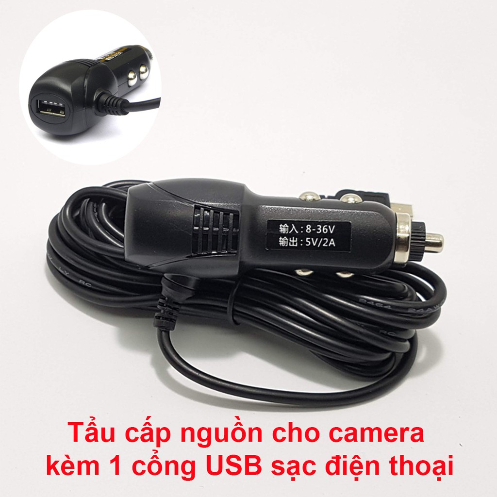 Tẩu cấp nguồn cho camera hành trình 1 cổng usb sạc điện thoại