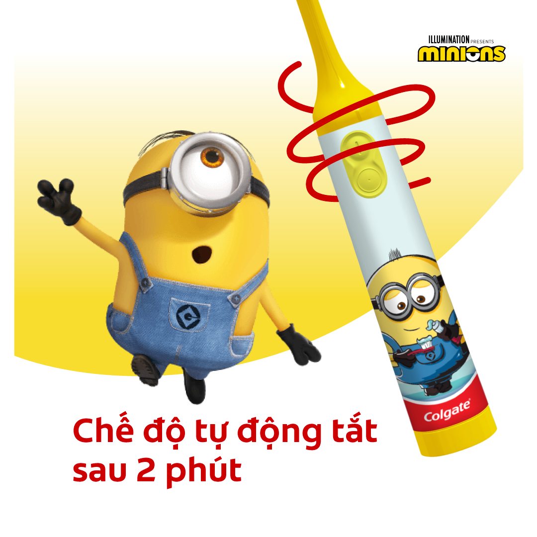 [ 1 Thùng ] 6 Bàn chải đánh răng điện Colgate Minions dành cho trẻ em - MÀU XANH DƯƠNG