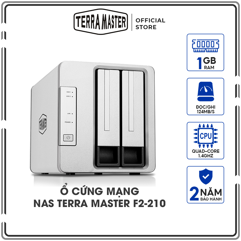 Ổ cứng mạng NAS Terra Master F2-210 Quad-Core - 2 Khay ổ cứnng Hàng chính hãng