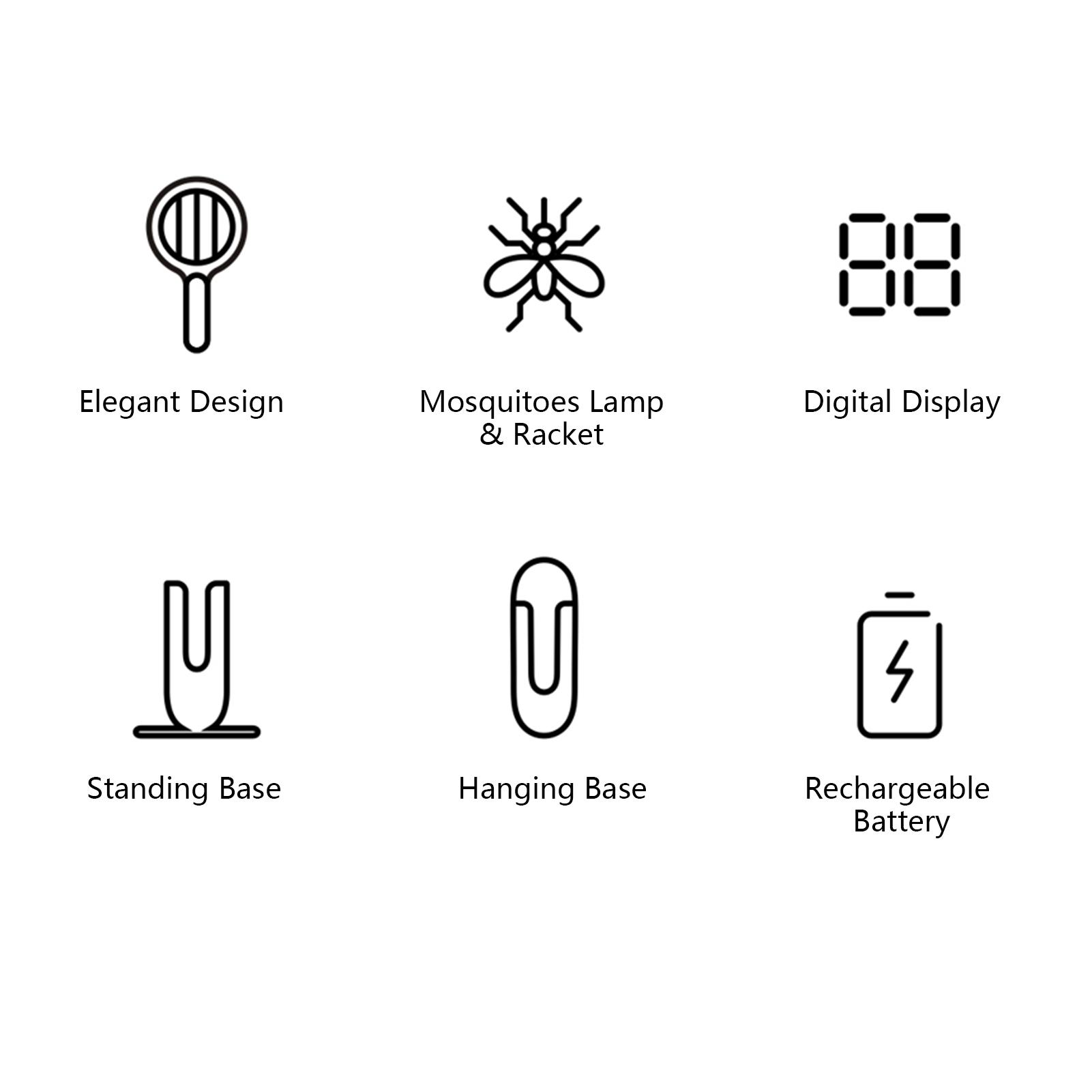 Vợt diệt muỗi đèn diệt muỗi Zapper cầm tay 2 trong 1, hoạt động yên tĩnh,sạc USB